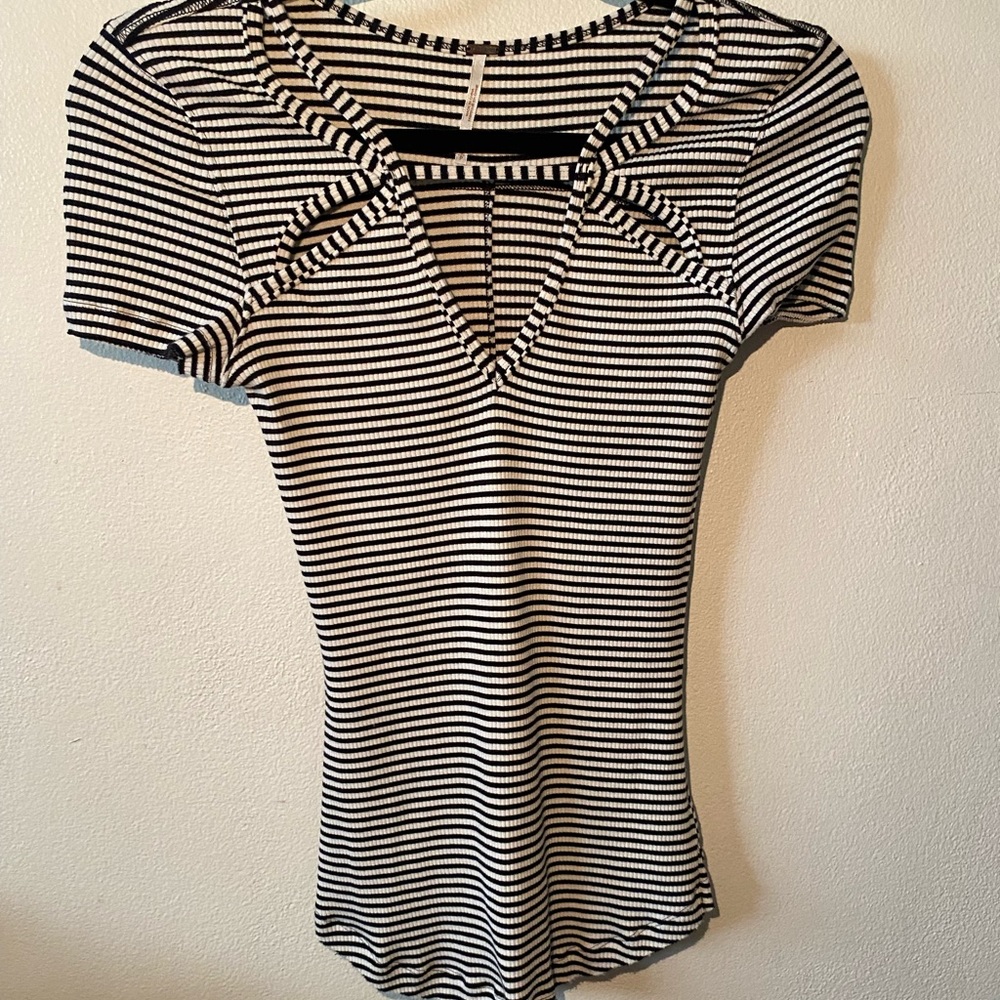 Free People Cut Out Striped Top